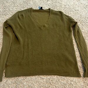 Jcrew green v neck sweater . Part wool and cotton.